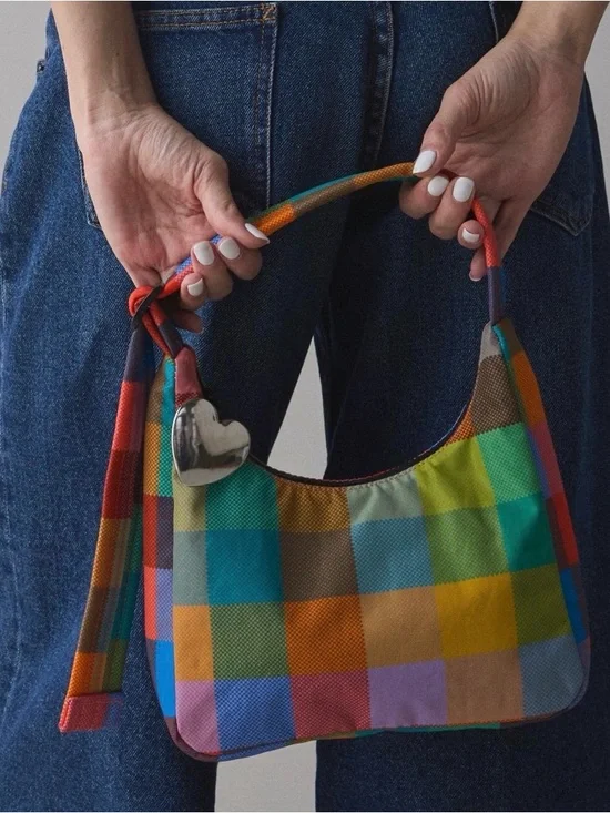 BAGGU Mini Nylon Shoulder Bag - Madras - Picture 8 of 8